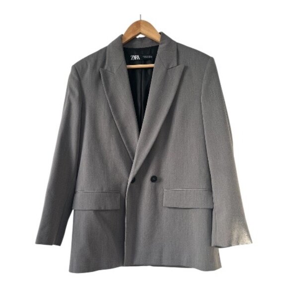 Zara Oversized Double Breasted Blazer in Grey Marl – Women’s Size Small (or Med) - Picture 1 of 7